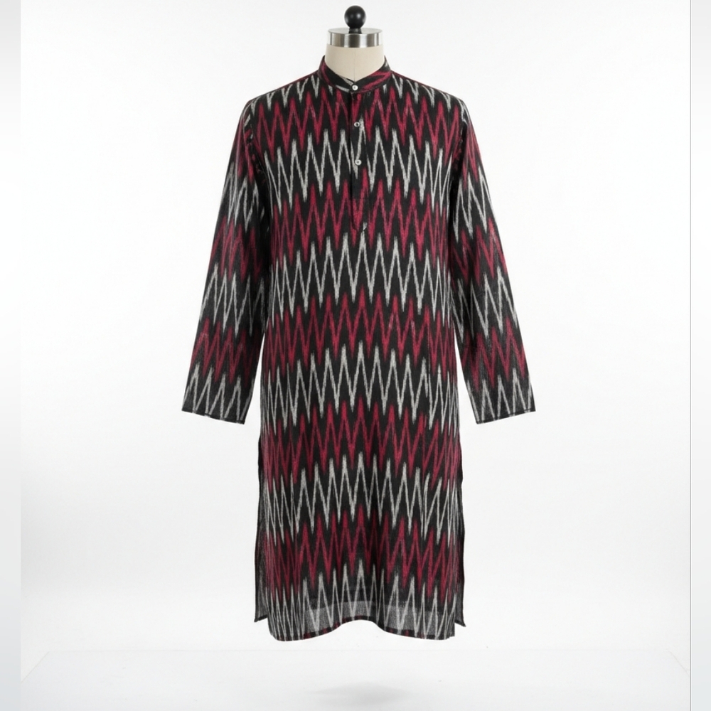 New Handmade ikkat long sleeve casual cotton kurtas for men Xxl/3xl/ 4xl